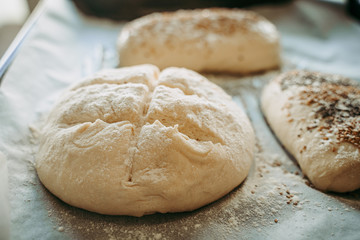 Uncooked bread ready to be baked