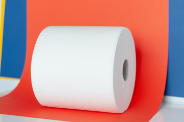 roll with paper towels on a colored background