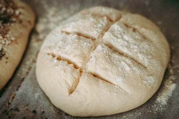 Uncooked bread before being baked
