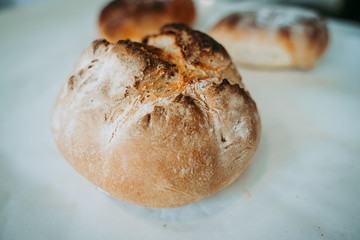 Freshly baked bread in the bakery