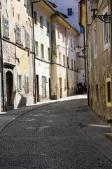 Empty street in Ljubljana old town, Slovenia