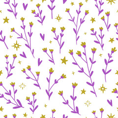 Fototapeta na wymiar vector floral seamless pattern. simple design with star. for textile, wrapping, office, wallpaper