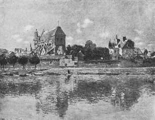 Claude Monet's painting  Vernon Church in the old book the History of Painting, by R. Muter, 1887, St. Petersburg