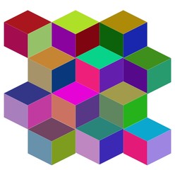 vector isometric pattern with multicolored cubes on a white background
