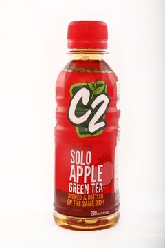 Bottle of C2 flavored iced tea an isolated white background