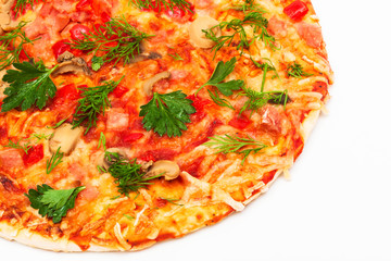 pretty tasty pizza on white background
