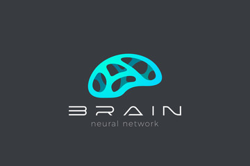 Brain AI Artificial Intelligence Logo Neural Network design abstract vector template. Digital Technology Brainstorm Think Psychology Logotype icon.