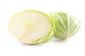 Green slice cabbage isolated on white background