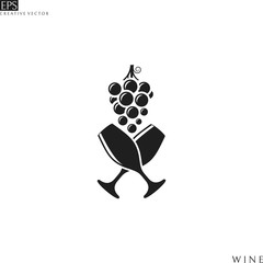 Fototapeta na wymiar Wineglasses with grape. Logo