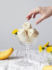 Yellow Banana sweet Zephyr Marshmallow in vase