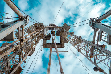 Drilling rig for producing oil and natural gas offshore which is the heavy equipment in the...