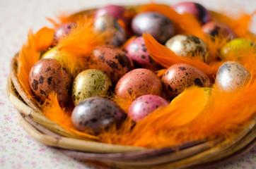easter eggs in a basket