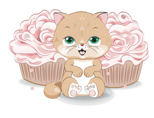 cat with cupcake