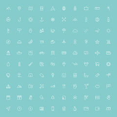 100 travel minimal line icons