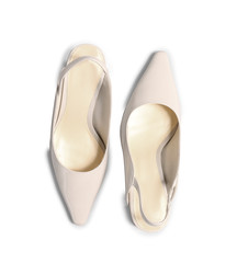 Stylish shoes on white background