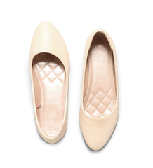 Stylish shoes on white background