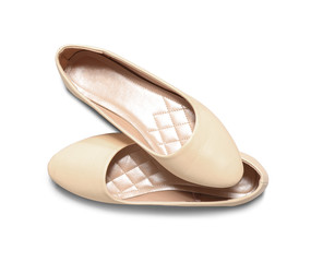 Stylish shoes on white background