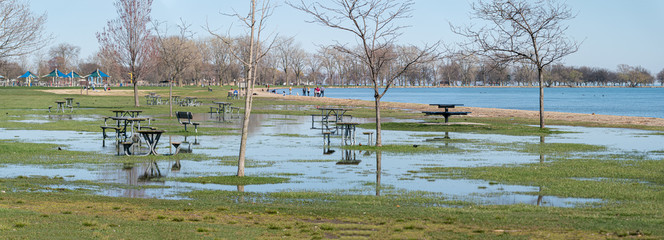 park has flooded after heavy rains panorama