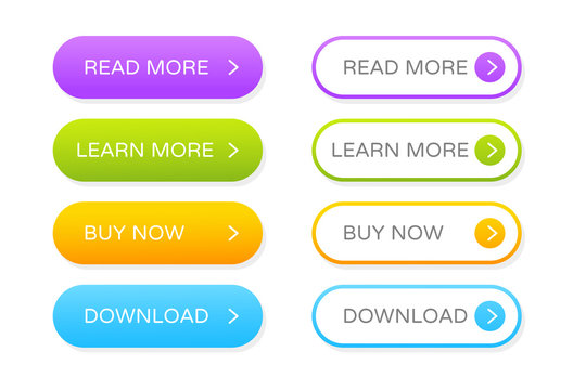 Button set for website design. Click the gradient button for decorating the program to look modern.