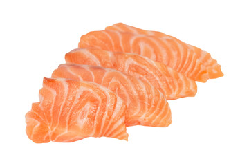 salmon slices isolated on white background.