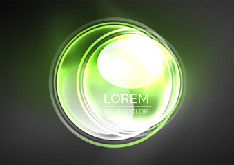 Glowing neon shiny transparent bubbles, glass circles or bio cell concept. Techno futuristic vector abstract background For Wallpaper, Banner, Background, Card, Book Illustration, landing page