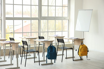 Interior of modern empty classroom