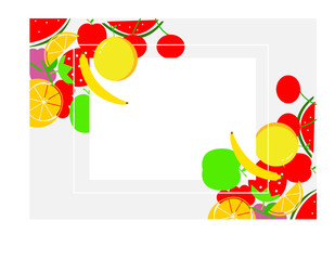 frame with fruits ilustration. fruits background