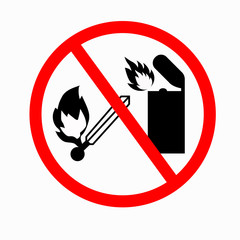 No Lighter Symbol Sign, Vector Illustration, Isolated On White Background,Icon .EPS10.