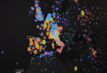 European map of Coronavirus distribution, Close-up countries with Covid-19, Covid 19 map confirmed cases in Europe
