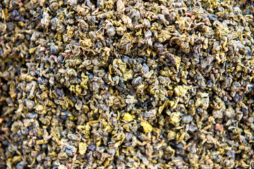 Texture of dry green tea. Can be used as food or nature background