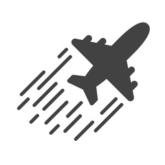 Plane icon. An airplane flying in the sky at speed. Transportation concept.