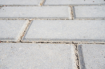 Close-up concrete cement rectangular road tile