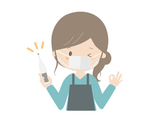 Girl holding a thermometer