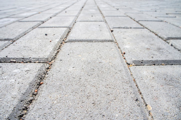 Close-up concrete cement rectangular road tile