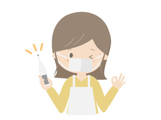 Girl holding a thermometer