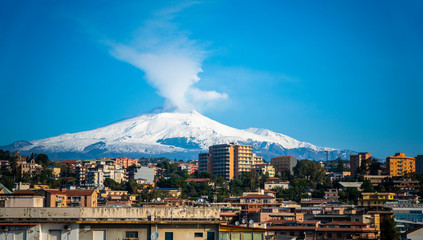 Etna landscape on the city of Catania