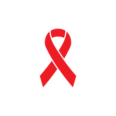 Red ribbon sign. AIDS symbol vector illustration isolated on white background.