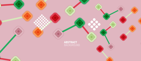 Abstract square dot connections, flat style multicolored geometric background for Wallpaper, Banner, Background, Card, Book Illustration, landing page or poster design