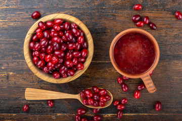 raw dogwood on a wooden background