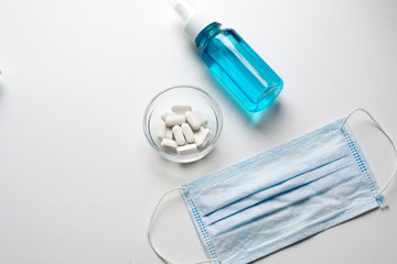 Virus protection, respirator, mask, tablets, hand gel, clean hands.