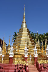 Golden Stupa Surrounded by Smaller Spires, Wat Phantao, Chiang Mai