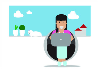 women  work from home with computer and smart phone Work at home concept design.People work at home to prevent virus infection. Home office workplace.Multiethnic business team.