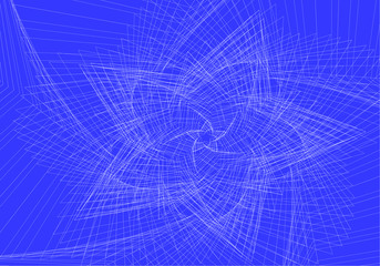 blue abstract background with untwisted white star from the lines