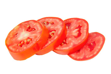 Tomato slice isolated on white background.
