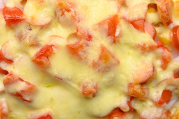 top view homemade fresh cooked pizza close up