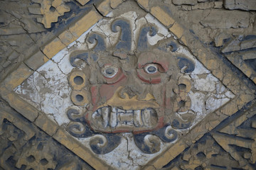 Details of the temple of the sun and moon in Trujillo