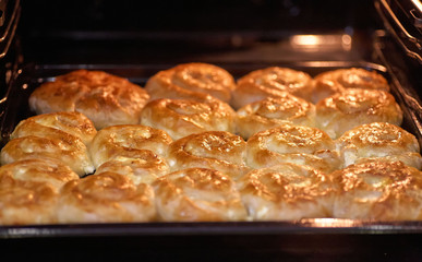 Roast homemade pies in the oven