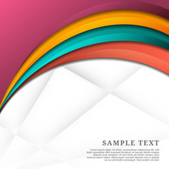 Abstract curve colorful vibrant layer overlapping on white background. Template design with copy space for text.