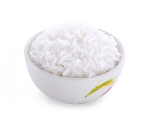 rice in bowl isolated on white background