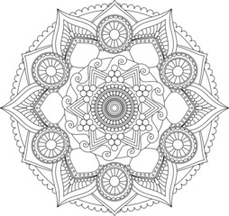 the ornamental round lace pattern black outline